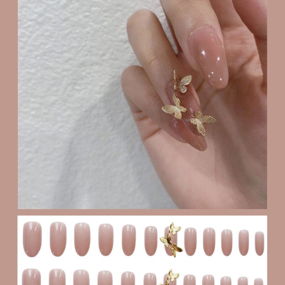 Butterfly Charm Press-on Nail Nude - Picture 3 of 10